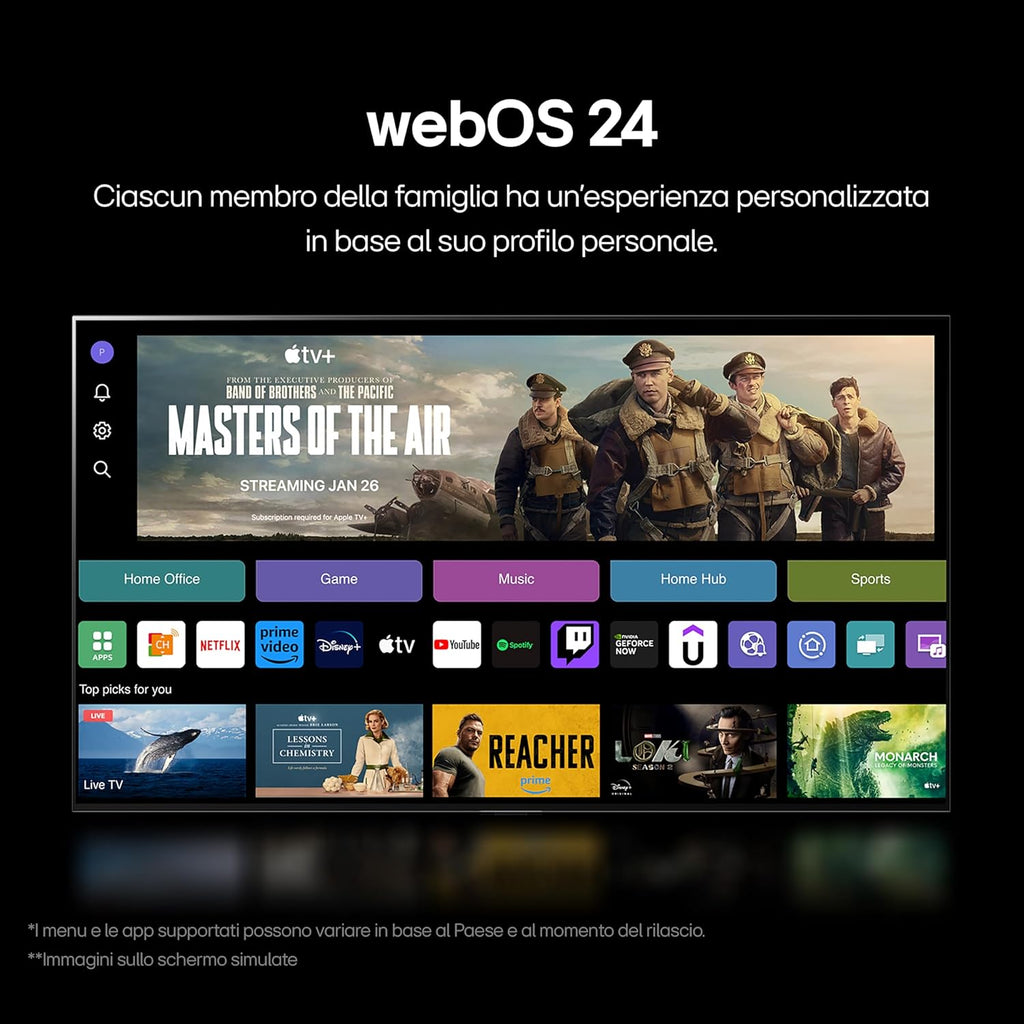 LG QNED 65'', Serie 85 2024, 65QNED85T6C, Smart TV 4K, Processore α8, Design slim, 20W, AI Picture Pro, 4 HDMI 2.1 120Hz, VRR, FreeSync Premium, Alexa, Wi-Fi, webOS 24, Telecomando puntatore