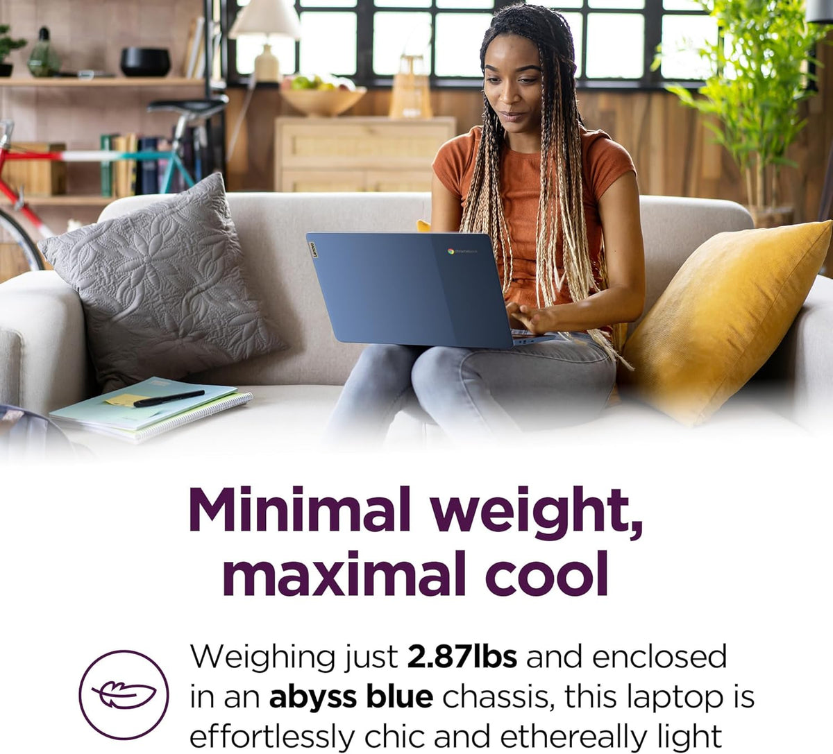 Lenovo Slim 3 Chromebook - 2024 - Laptop Essential Computer - Chrome OS - Display HD da 14 - Memoria da 4GB - Memoria da 64GB - Mediatek Kompanio 520 - Blu abisso