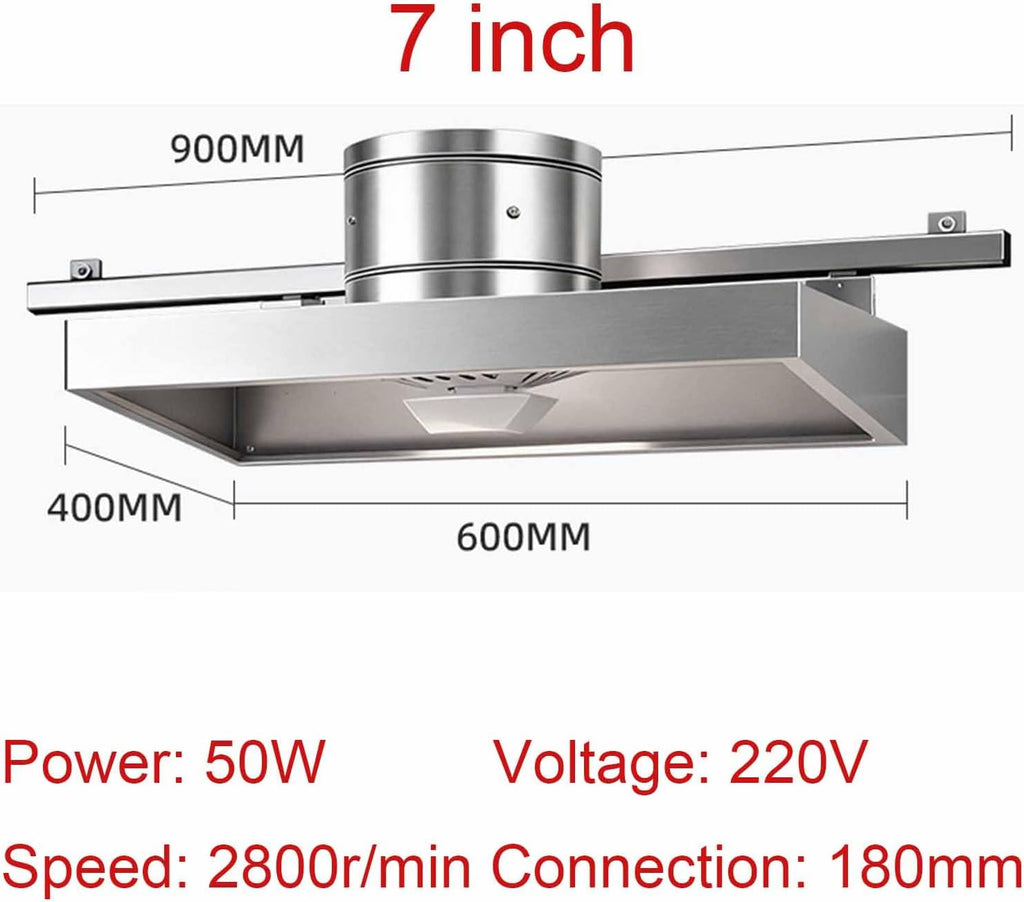 Ventilatore da Bagno in Acciaio Inossidabile da 7 Pollici Multifunzionale ad Alta Potenza per Cappa da Cucina, Facile da Pulire per Hotel, Ristorante, Cucina,7inch