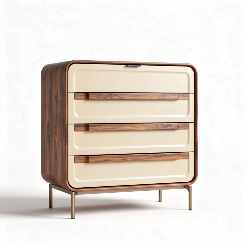 Mobile contenitore in legno con finiture in plastica per camera da letto – 80 x 45 x 90 cm