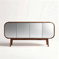 Mobiletto contenitore in legno marrone con porte a specchio 120 x 40 x 75cm