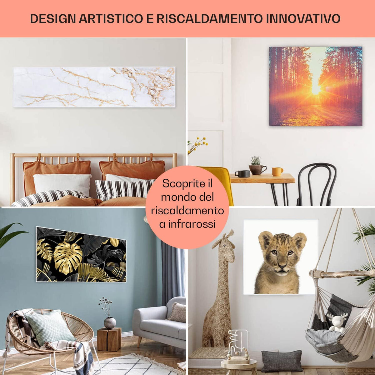 Klarstein Air Art Smart Stufa Elettrica Basso Consumo, Termoconvettore Elettrico da Parete 700W con Controllo IoT/WiFi App, Termosifone Elettrico a Muro, Pannello Radiante Infrarossi, Senza CO2