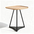 Tavolino quadrato in legno di bambù con base in metallo nero 60 x 60 x 75cm