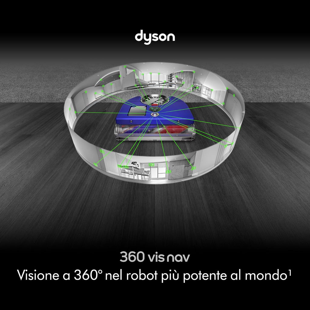 Dyson 360 Vis Nav™ robot aspirapolvere, spazzola a larghezza completa, progettato per tutti i tipi di pavimento (Blu/Nichel)