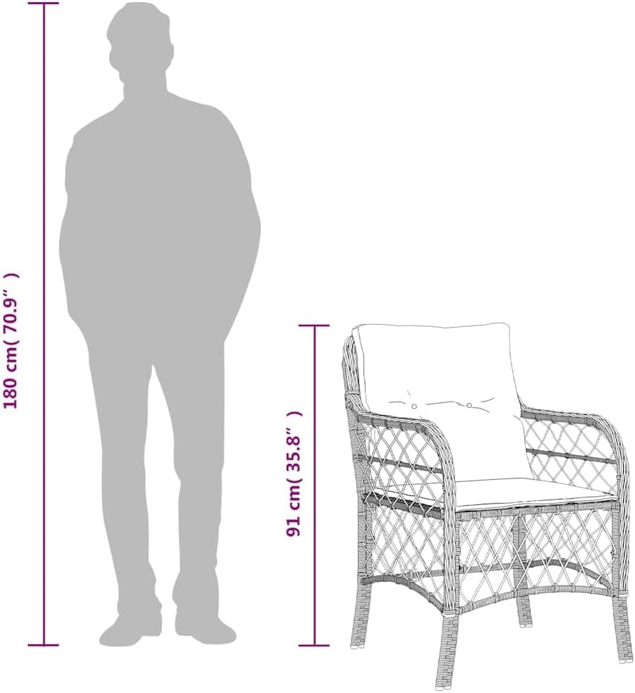 Garden Lounge, set da pranzo da giardino con cuscino, nero, in polyrattan, per cortili, terrazze, balconi, bordi a piscina