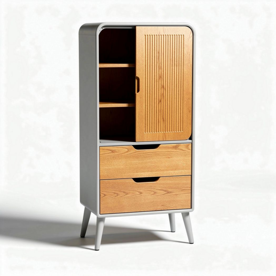 Mobiletti in legno con due cassetti e vano a giorno 80 x 40 x 120cm
