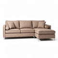Divano angolare in tessuto marrone con chaise longue 220 x 90 x 85cm