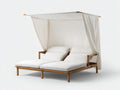 Lettino prendisole da giardino con struttura in legno 200x160x190 cm - bianco - design con copertura per esterni