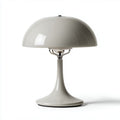 Lampada da tavolo in metallo bianco con paralume a cupola e struttura cromata