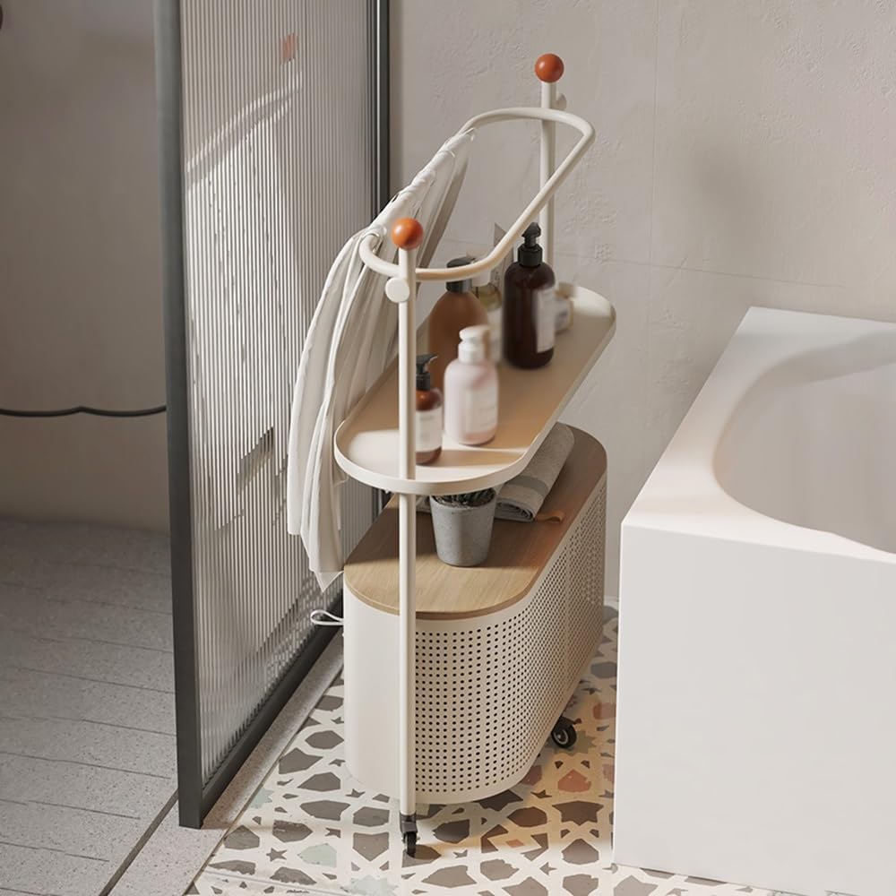 Indipendente Portasciugamani da bagno terra for in ferro sporco Portaoggetti Gap Rack integrato Portasciugamani(Nero)