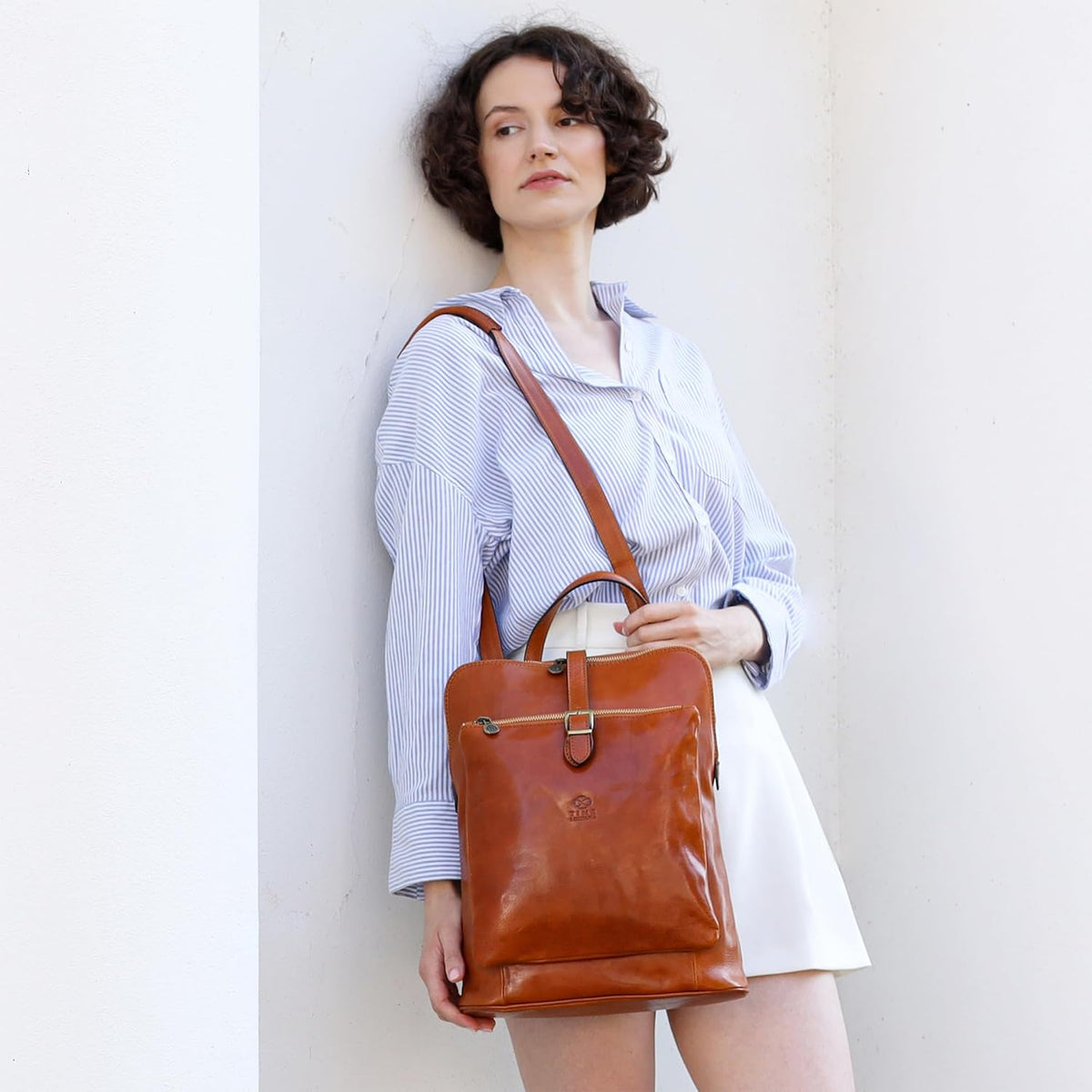 Time Resistance Zaino Borsa Donna in Vera Pelle Made in Italy – Borsa Trasformabile in Zaino da Portare a Spalla o a Zainetto – Zaino in Pelle Donna con Fibbia e Cerniere