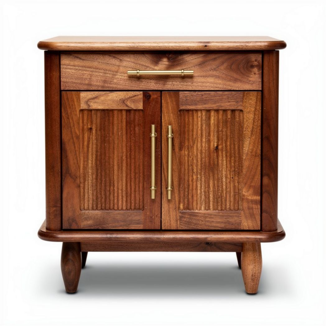 Mobiletto in legno massello con ante e cassetto 40 x 40 x 50cm marrone