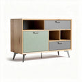 Mobiletto moderno in legno con cassetti grigi e verde 80 x 35 x 70cm