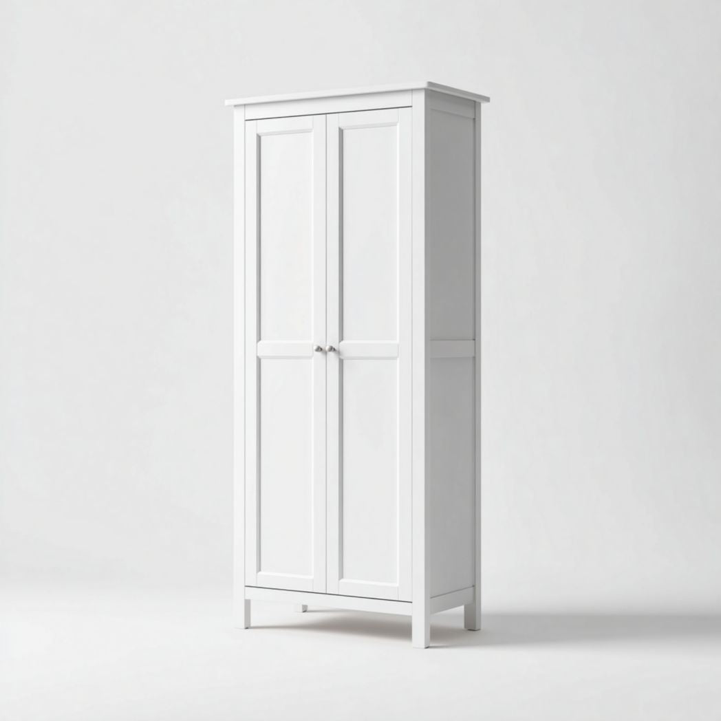 Armadio Stretto a 2 Ante in Legno di Abete Bianco