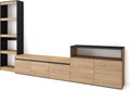 Skraut Home | Mobile Soggiorno TV | Parete Attrezzata Soggiorno | 310x186x35cm | Per TV fino a 65 | Set di mobili | Stile moderno | Rovere e nero