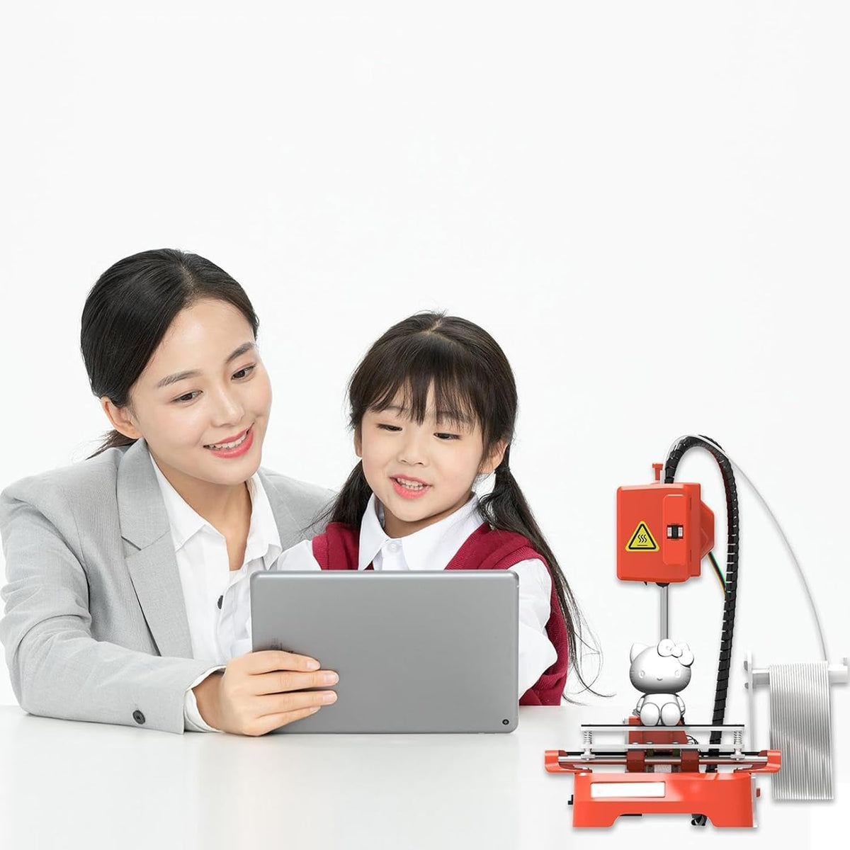 Generico Mini Stampante 3D, Senza Regolazioni, Design Silenzioso, Area di Stampa 100x100x100 Mm, Stampante Portatile di Livello Educativo, Compatibile con Filamento PLA