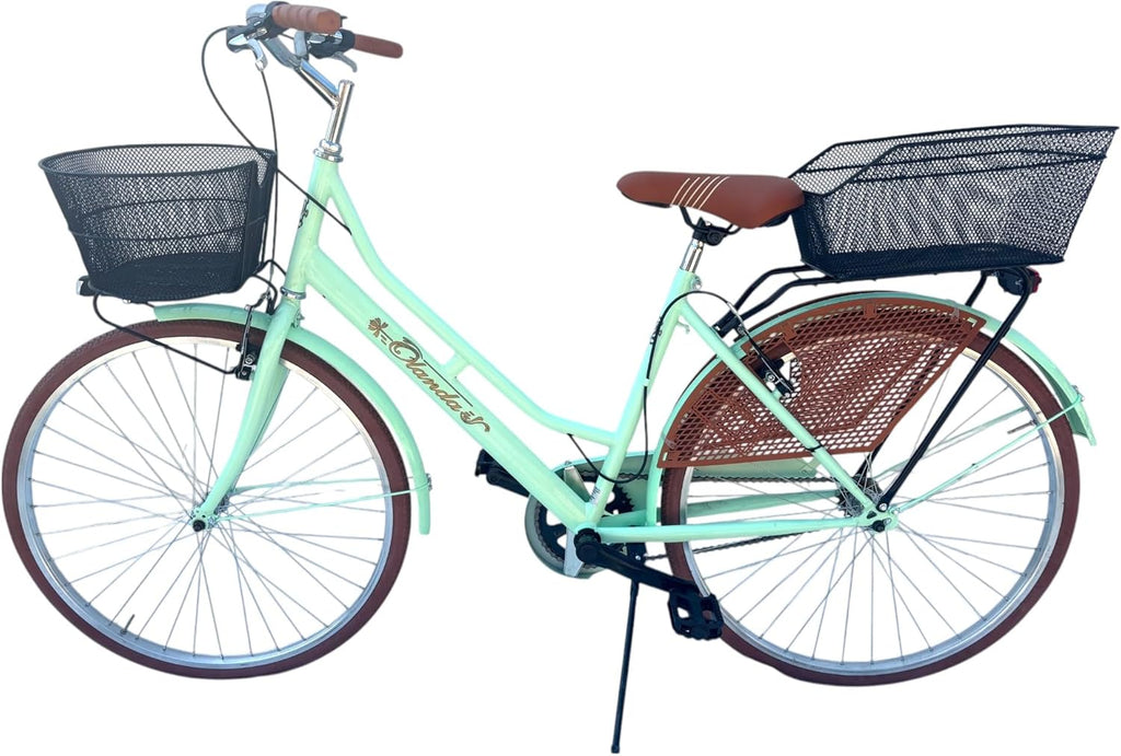 Bicicletta Donna da Passeggio Olanda Misura 26 Bici da città Vintage retrò con Cestino Turchese