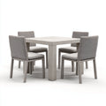 Set da pranzo per terrazza-pietra-legno-tessuto-120x120x75cm-grigio chiaro-moderno