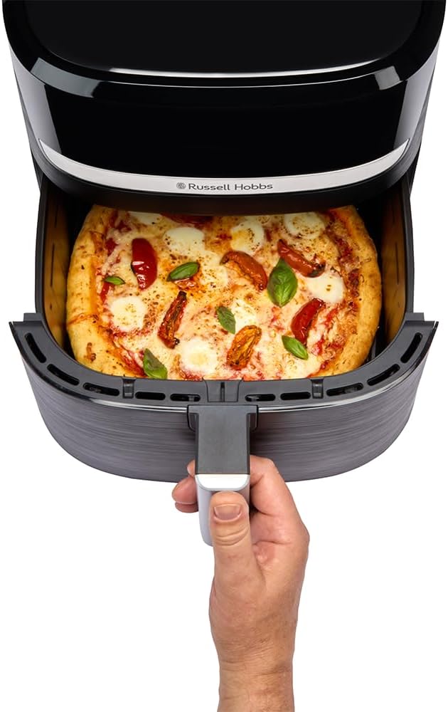 Russell Hobbs Friggitrice ad Aria XXL 8,3L, Rapida (Compatta,Silenziosa, Pizza 26 cm) Satisfry (9 Programmi, Lavastoviglie, senza Olio,Touchscreen,Arrostire, Panificare, Grigliare) 27632-56