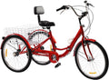 Triciclo per adulti, 24 pollici, pieghevole, 3 ruote, 7 marce, bicicletta per adulti, triciciciclo, bici da crociera con luce LED