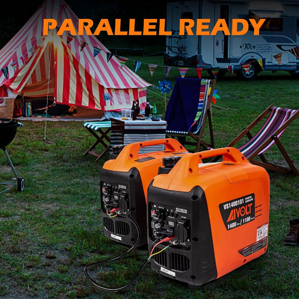 AIVOLT Generatore Inverter 1400 Watt generatore di corrente silenziato gruppo elettrogeno emergenza a benzina silenzioso per campeggio, festival e uso domestico con 2 prese USB, 12V DC e 230 V AC