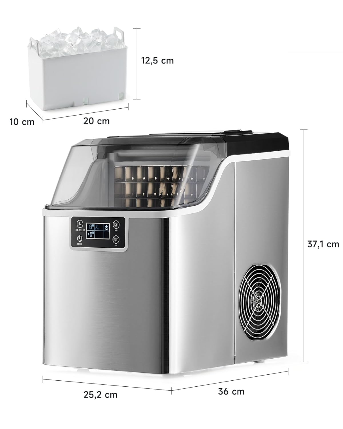CREWORKS Macchina Ghiaccio 22kg/24h Fabbricatore Ghiaccio 24 Cubetti in 11-20 Minuti Serbatoio 3.2L Macchina per Ghiaccio Autopulente con LCD Pannello per Casa Ufficio Bar Ristorante (24 PCS)