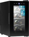Cecotec Enoteca 8 Bottiglie Bolero Grandsommelier 830 Coolcrystal, Raffreddamento termoelettrico, Temperatura regolabile tra 8-18°C, Controllo tattile e display, LED interno, Gas non nocivo.
