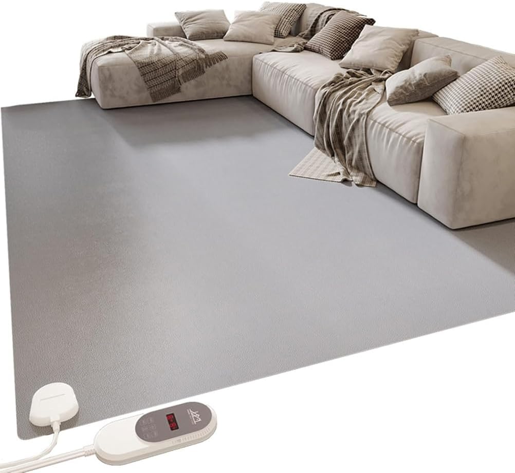 Riscaldatore a infrarossi per Pavimento, Tappeto riscaldato Elettrico con termostato Regolabile a 60 Livelli, temporizzazione di 12 Ore, Tappeto riscaldante Elettrico Impermeabile,80x150cm