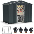 COSTWAY Casetta da Giardino 3,66㎡, Capanno da Esterno con Tetto Spiovente e Porte Scorrevoli, 4 Prese d'Aria e Base, in Metallo Zincato Resistente alle Intemperie, 235 x 171 x 196 cm