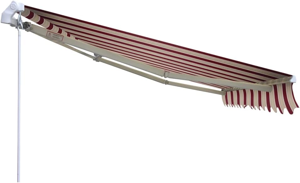 VERDELOOK Itaca Fixed Tilt Roller Awning, Width 3 m and 2 m Overhang, Beige and Burgundy