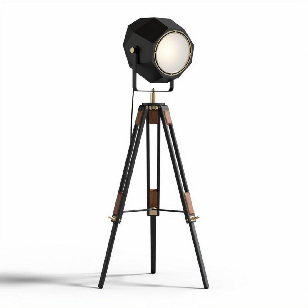Lampada da terra in metallo con struttura in legno per arredamento – 30 x 30 x 160 cm