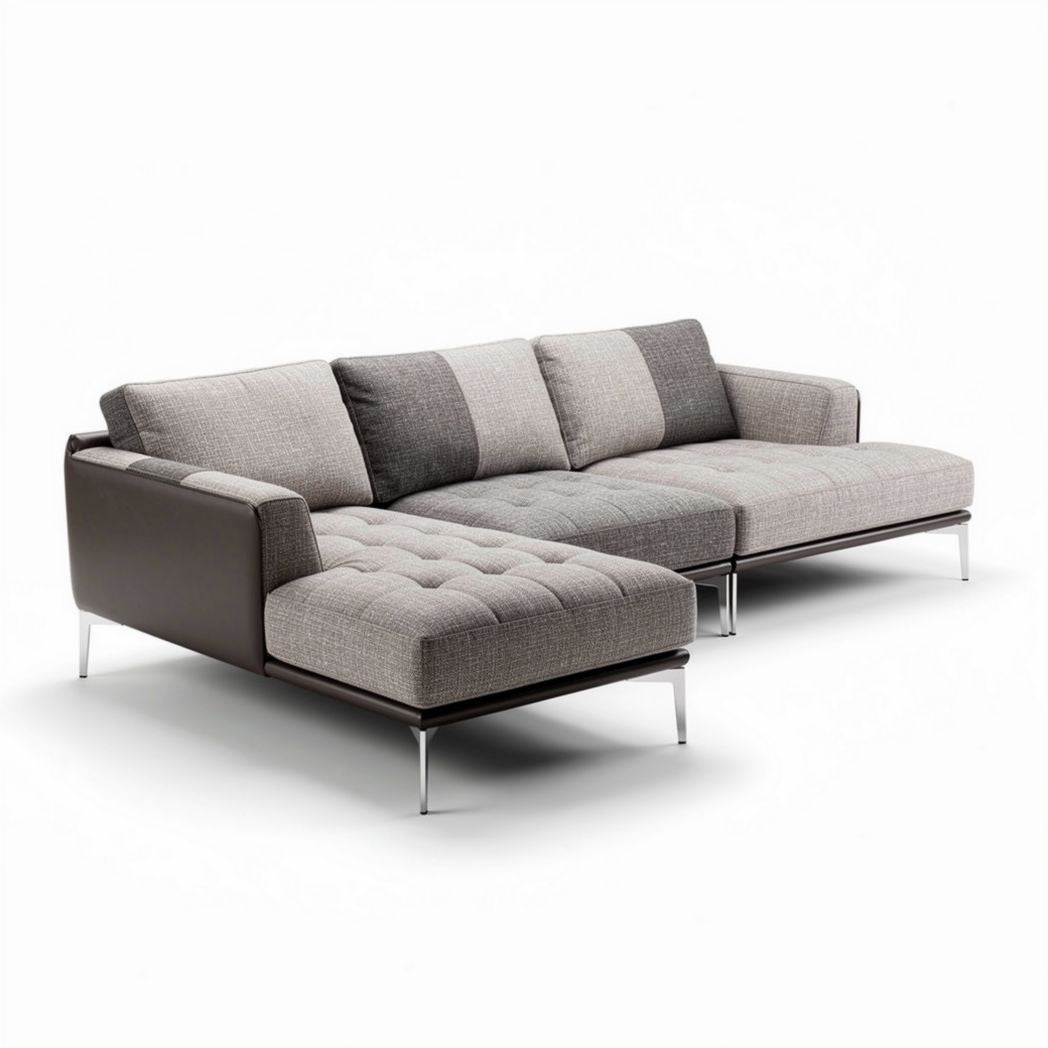 Divano angolare in tessuto per soggiorno – 200 x 90 x 80 cm