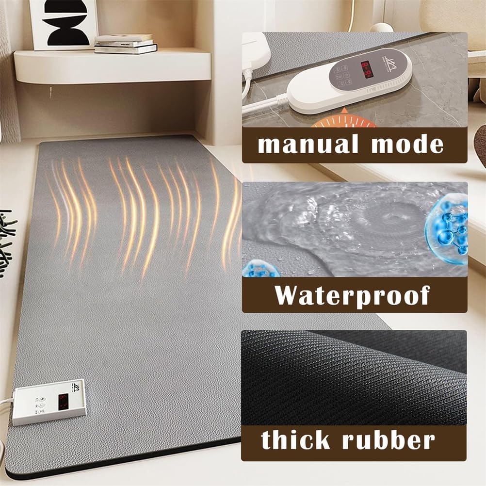 Riscaldatore a infrarossi per Pavimento, Tappeto riscaldato Elettrico con termostato Regolabile a 60 Livelli, temporizzazione di 12 Ore, Tappeto riscaldante Elettrico Impermeabile,80x150cm