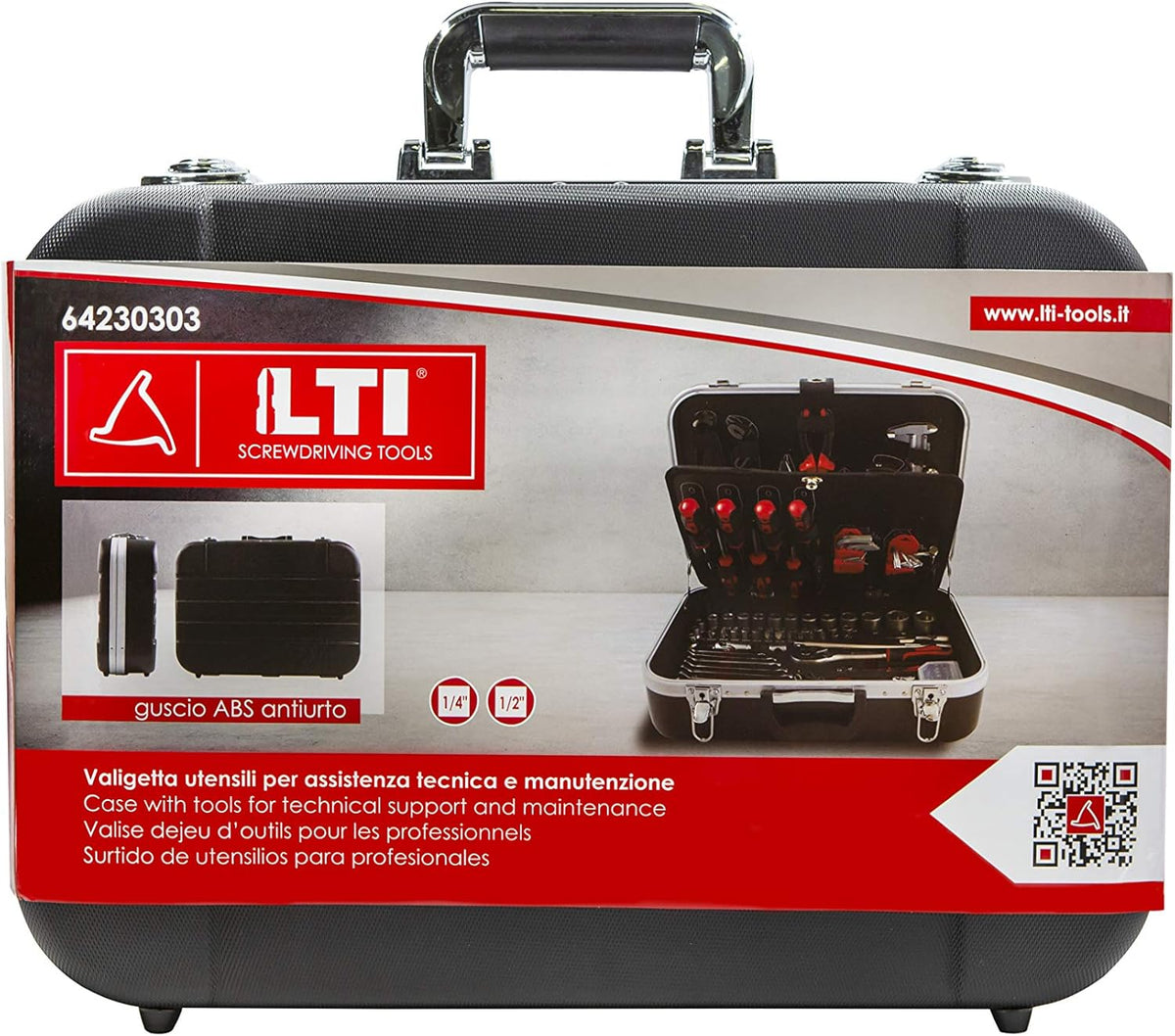 LTI By Krino 64230303 - Set Multiutensili con Bussole e Accessori e Utensili Manuali in Valigetta Professionale, Antiurto - 153 Pezzi