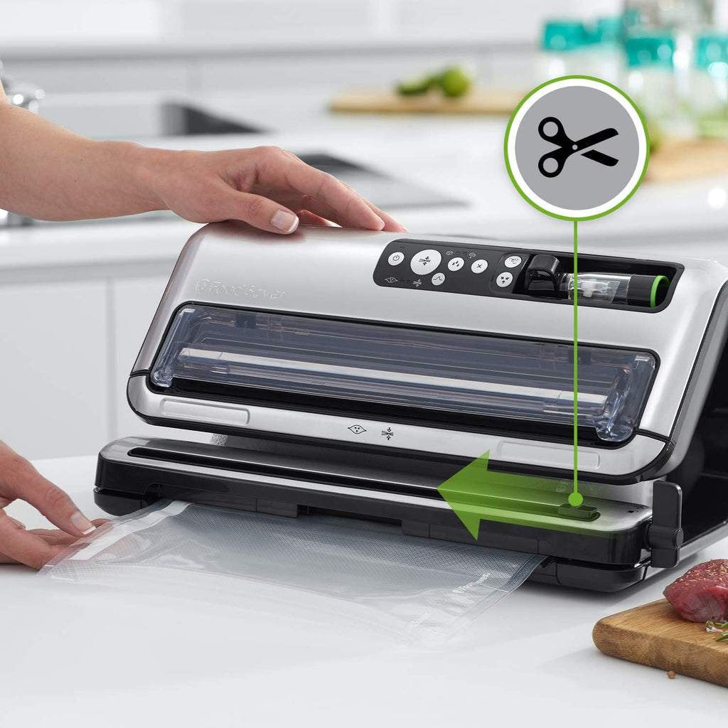 FoodSaver FFS006X macchina sottovuoto per alimenti secchi/umidi, portarotolo e taglierina,3 livelli aspirazione + sigillatura automatica,funzione marinatura,tubo per contenitori,accessori inclusi