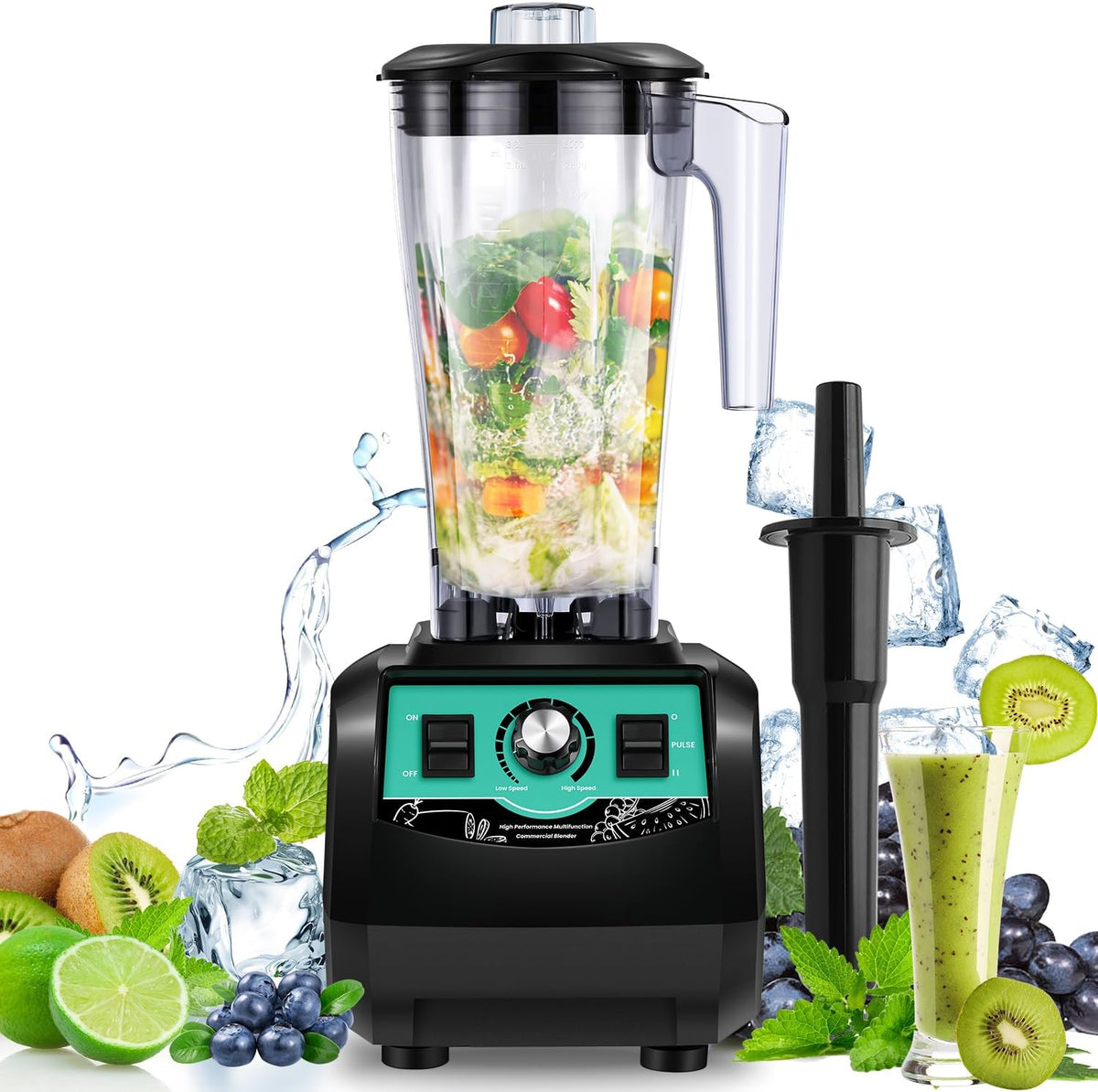 Huanyu Frullatore Creatore di frullati 3 litri Grande capacità Frullatore ad alta velocità 2800W Frullatori commerciali multifunzione per tritare il ghiaccio, succhi, frullati e latte di soia