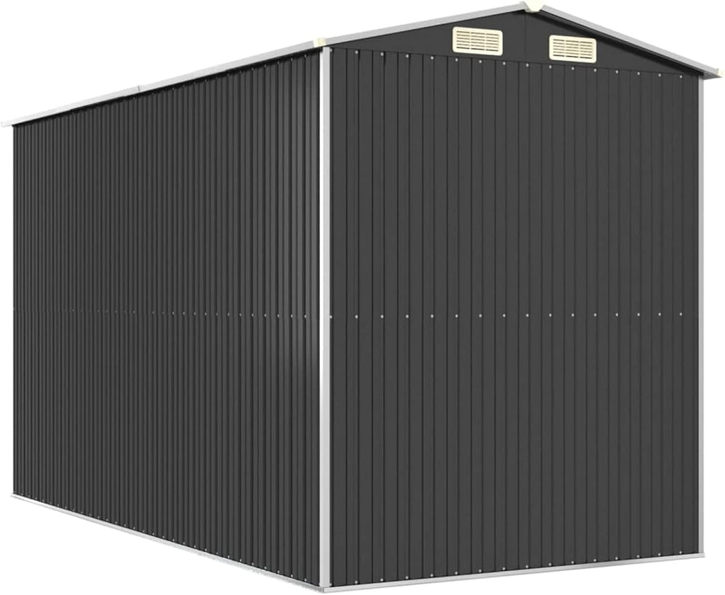 Casetta Attrezzi, Casetta da Giardino, Casetta Attrezzi Giardino, Capanno Attrezzi da Giardino, Capanno da Giardino Antracite 192x357x223 cm in Acciaio Zincato