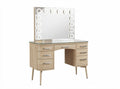 Toeletta con specchio e luci led in legno chiaro dimensioni 90 x 40 x 150cm