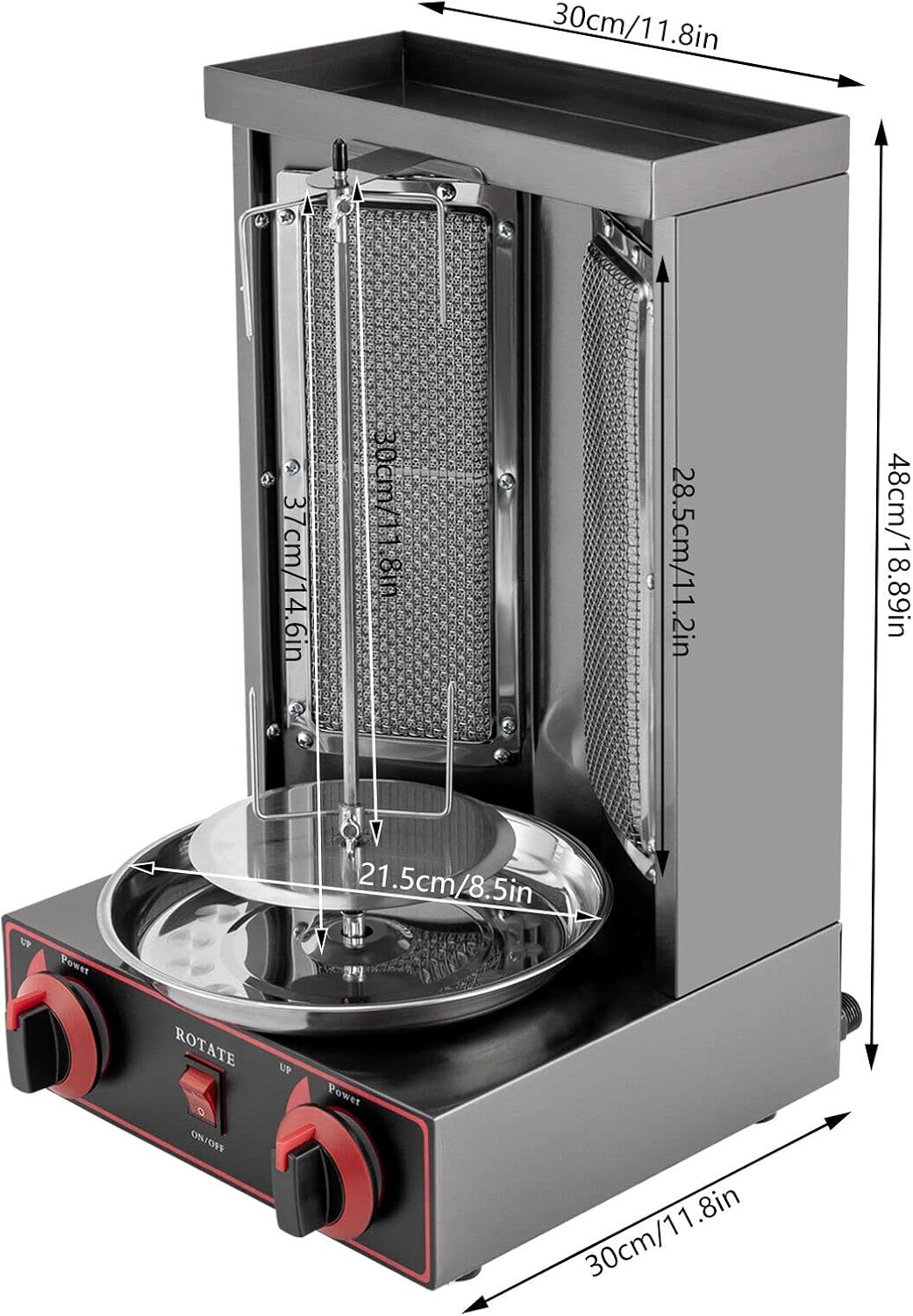 DönerGrill a gas Kebab Machine, Macchina elettrica GPL Kebab Vertical Gyrosgrill Grill Grill con interruttore di regolazione della temperatura 3000 W 220 V