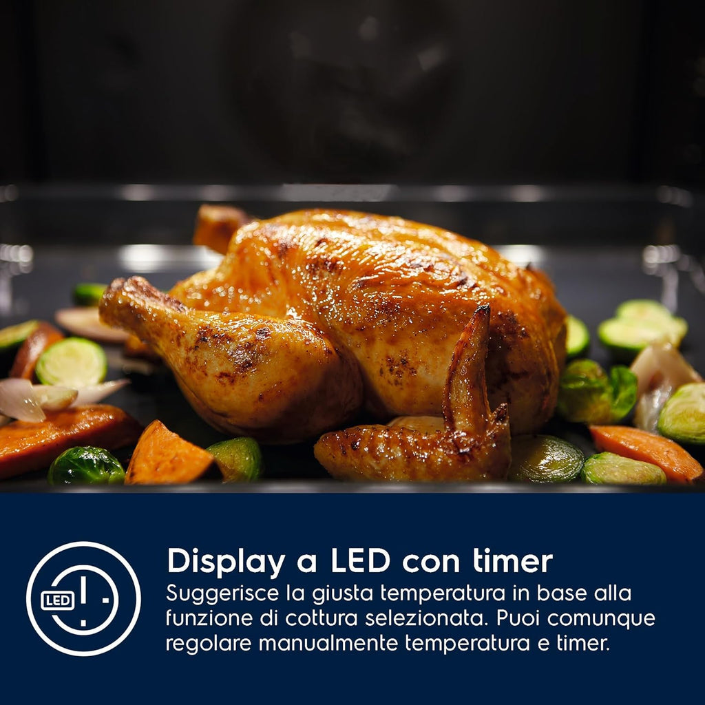Electrolux Serie 600 Forno Elettrico da Incasso a Vapore Multifunzione, Capacità 72 L, EOD5H40X, Classe A, Ventilato Cottura e Pulizia a Vapore Potenza, 589x596x569 mm, Acciaio Inox