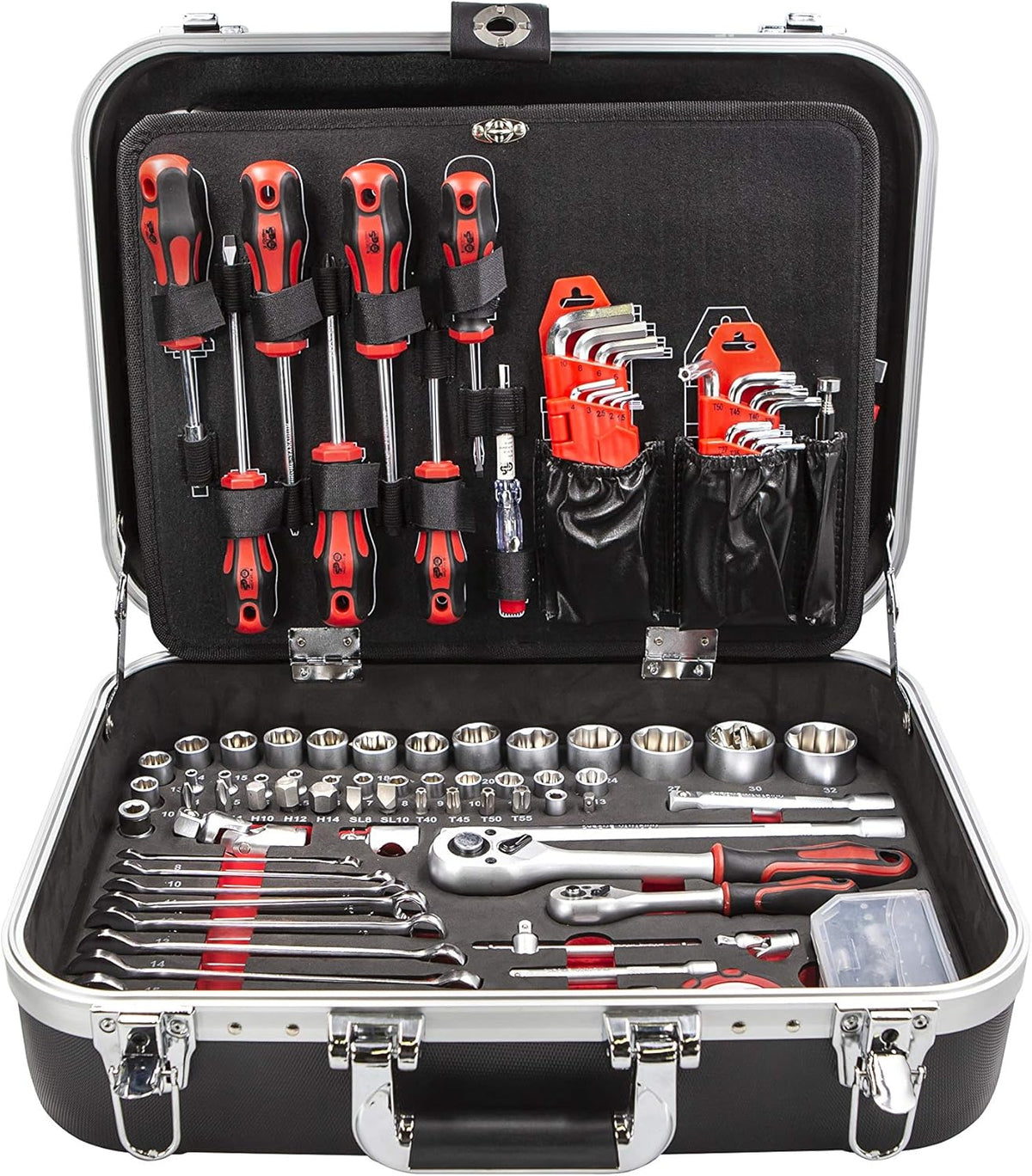 LTI By Krino 64230303 - Set Multiutensili con Bussole e Accessori e Utensili Manuali in Valigetta Professionale, Antiurto - 153 Pezzi