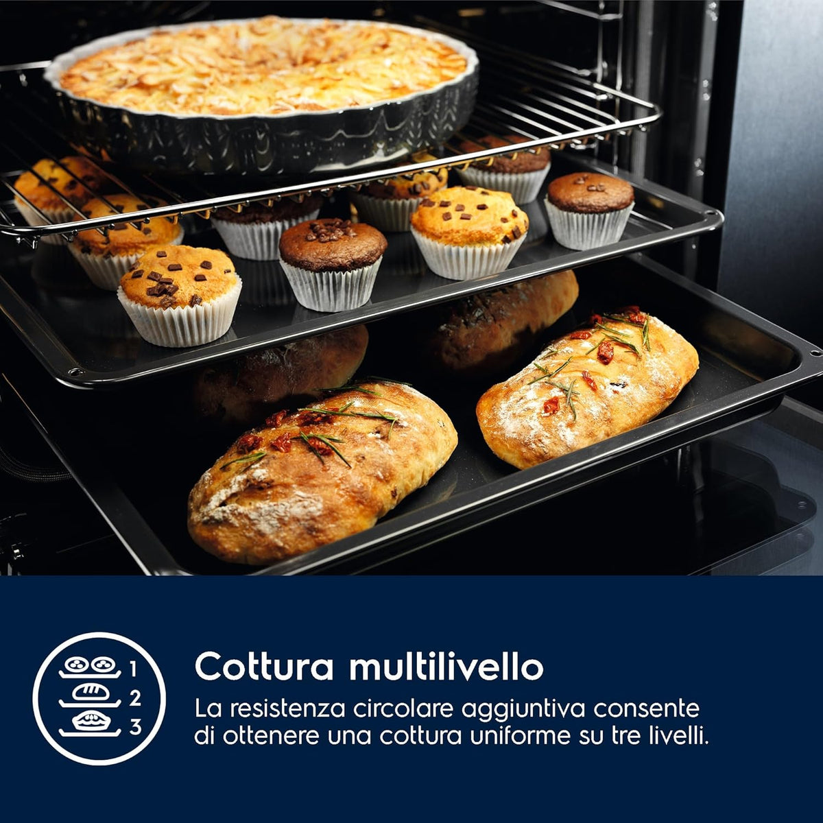 Electrolux Serie 500 EOF4P46X, Forno da Incasso Multifunzione, Capacità 72 L, Classe A+, SurroundCook, Pulizia Pirolitica, 589x594x569 mm, Acciaio Inox Antimpronta