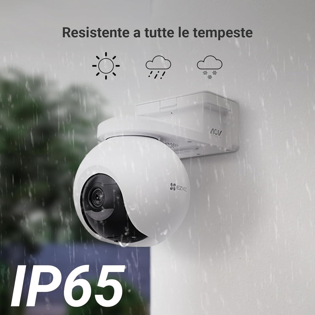 EZVIZ 8MP Telecamera WiFi Senza Fili per Esterni con Pannello Solare da 5W, Rilevamento di Persone/Veicoli, Telecamera Solare per Esterni a 360°, Modalità AOV, Difesa Attiva, CB8 Pro 4K Kit