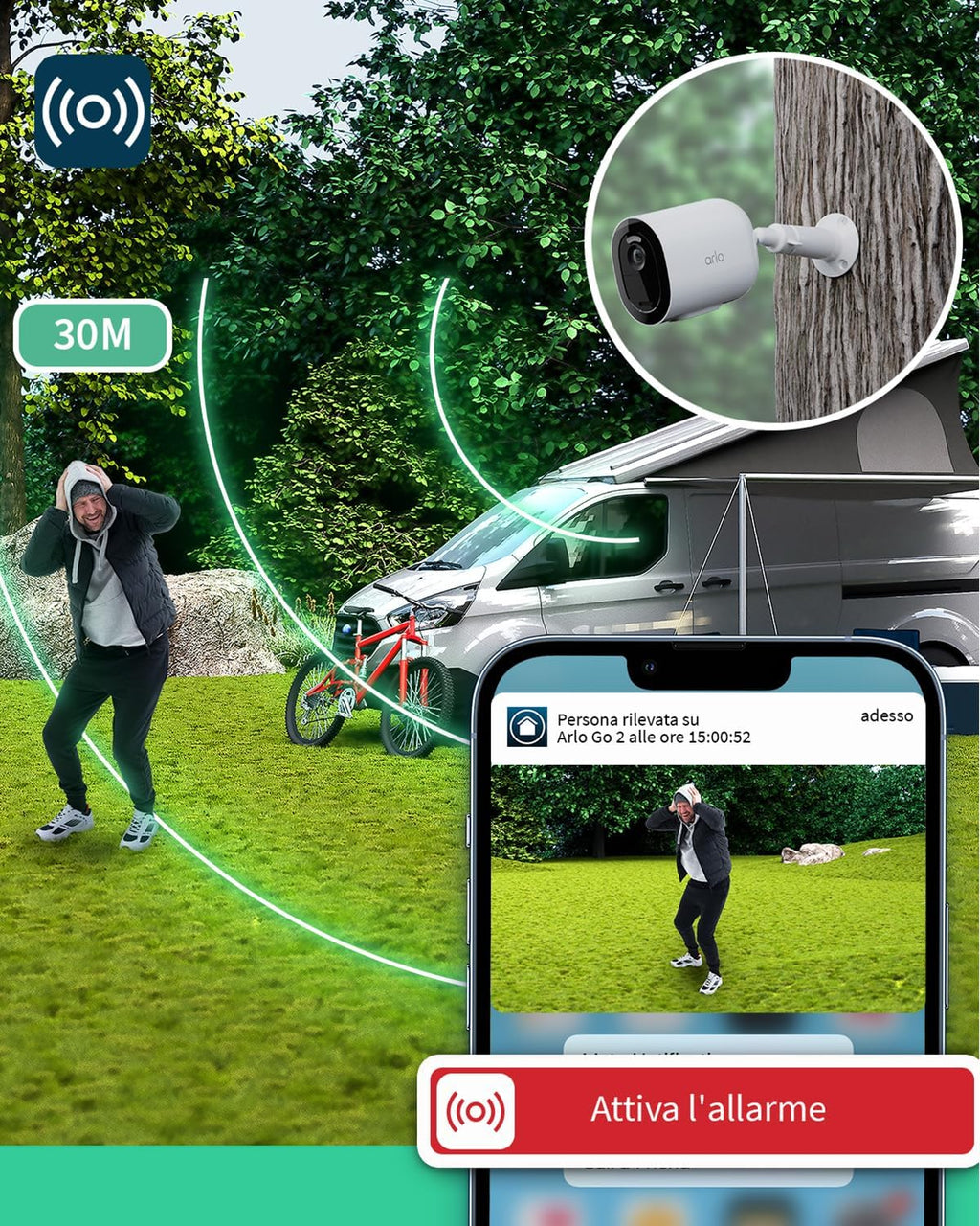 Arlo Go 2 Telecamera WiFi Esterno Senza Fili, HD, Connessione WiFi O Con Scheda SIM 3G/4G LTE, Archiviazione Locale Con SD O Cloud, Sensore Di Movimento, Visione Notturna, Prova Inclusa Arlo Secure