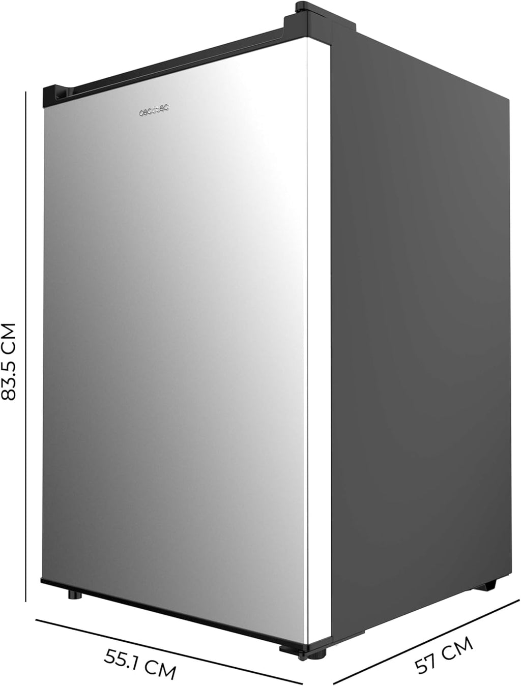 Cecotec Mini Frigo Portatile Bolero CoolMarket TT 133L Inox. Frigo Mini 133L, 83,5 cm Altezza, Porta Reversibile, Crisper Box, LED Interno, Defrost, Controllo Temperatura Meccanico