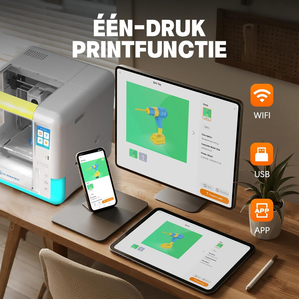 X-Maker Stampante 3D con applicazione di design, applicazione di progettazione AI, grande libreria di giocattoli, con 16+ mini moduli di design 3D, adatta per uso scolastico e domestico