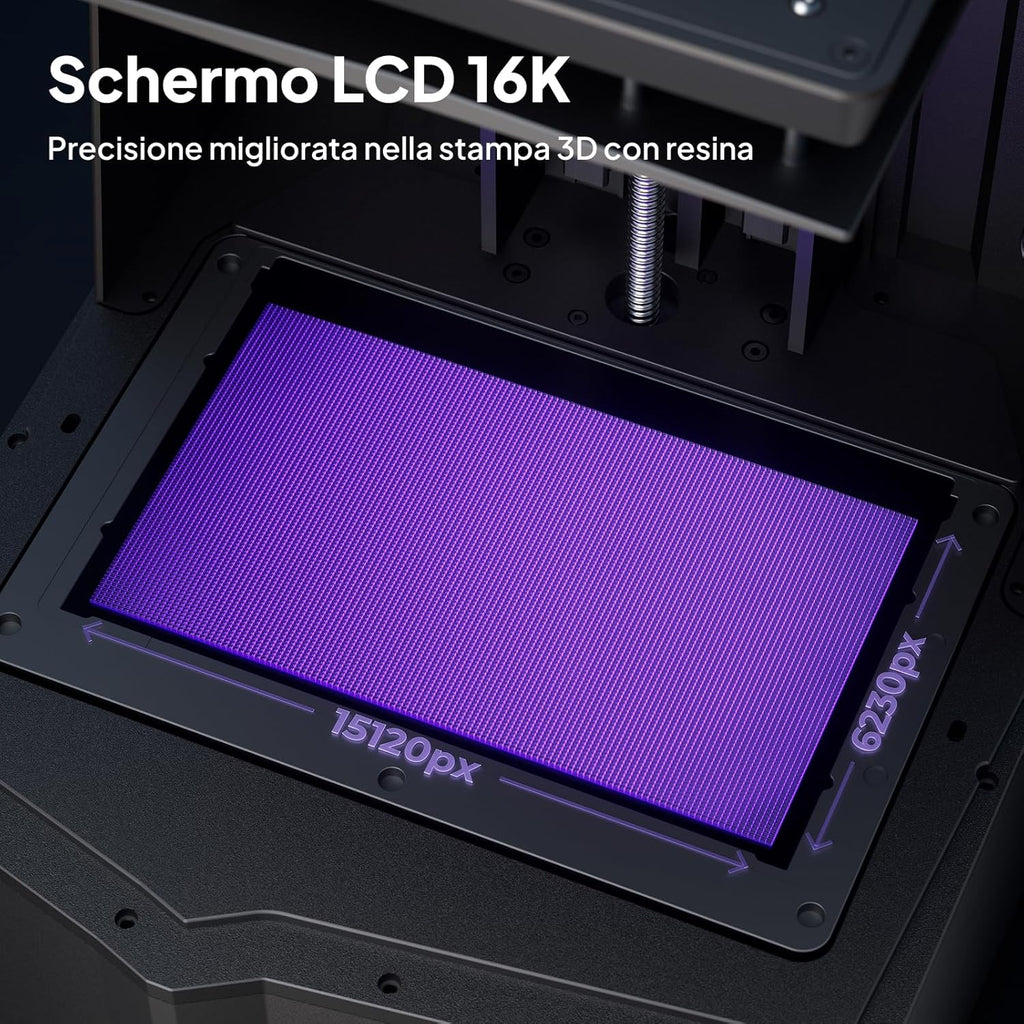 ELEGOO Saturn 4 Ultra 16K Stampante 3D Resina con Coperchio Ribaltabile, Riscaldamento del Serbatoio a 30°C, Stampa ad Alta Velocità a 150 mm/h, Dimensione di Stampa 211,68×118,37×220 mm³