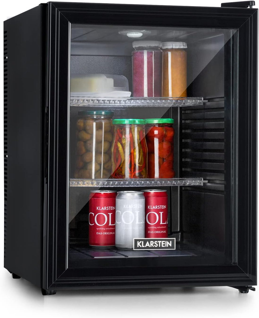 Klarstein Mini Frigo Bar da Camera, Portatile, Frigorifero Piccolo da Ufficio con LED, Ripiani Rimovibili, per Campeggio e Skin Care 12-18°C, 42L