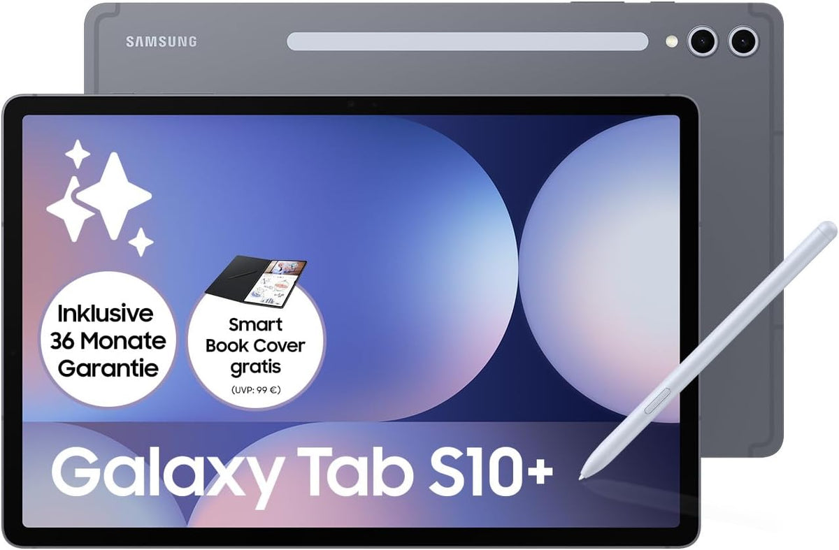 Tab S10+ AI Tablet, Android Tablet, 12 GB RAM, 512 GB di memoria, display AMOLED, rivestimento antiriflesso, incl. S Pen, WiFi, Moonstone Gray, 36 mesi di garanzia