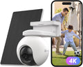 EZVIZ 8MP Telecamera WiFi Senza Fili per Esterni con Pannello Solare da 5W, Rilevamento di Persone/Veicoli, Telecamera Solare per Esterni a 360°, Modalità AOV, Difesa Attiva, CB8 Pro 4K Kit